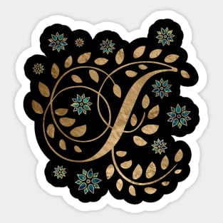 Luxury Golden Calligraphy Monogram with letter J Sticker